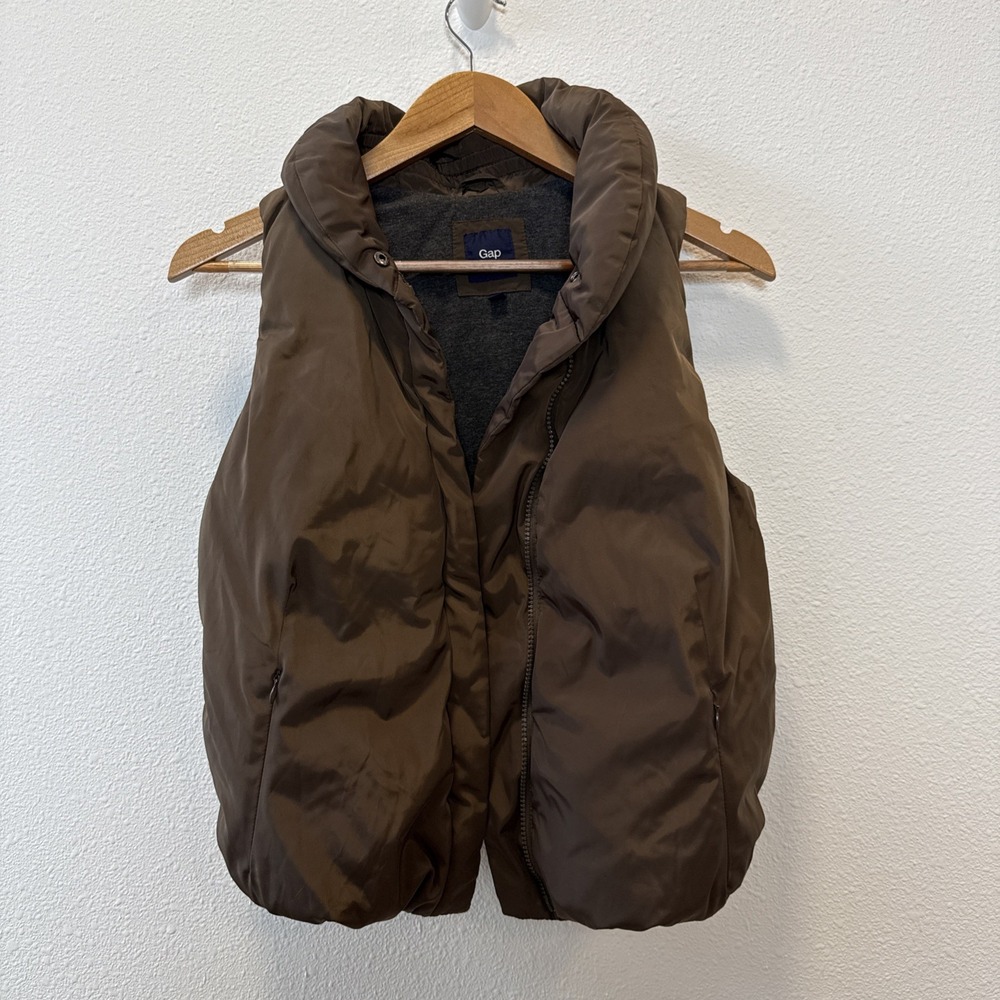 Gap Puffer Green Lined Pockets Full Zip Women's Size XS Bubble Sleeveless‎ Vest